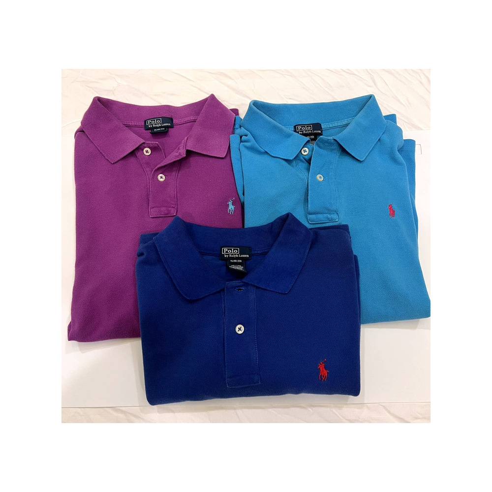 LOT 3 Polo Ralph Lauren Boys XL 18-20 Button Up Short Sleeve Polo Shirts VGUC
